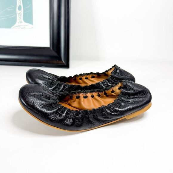 See by Chloé Women's Black Leather Scrunched Ballet Flats EU 36 / US 6 - Picture 1 of 8
